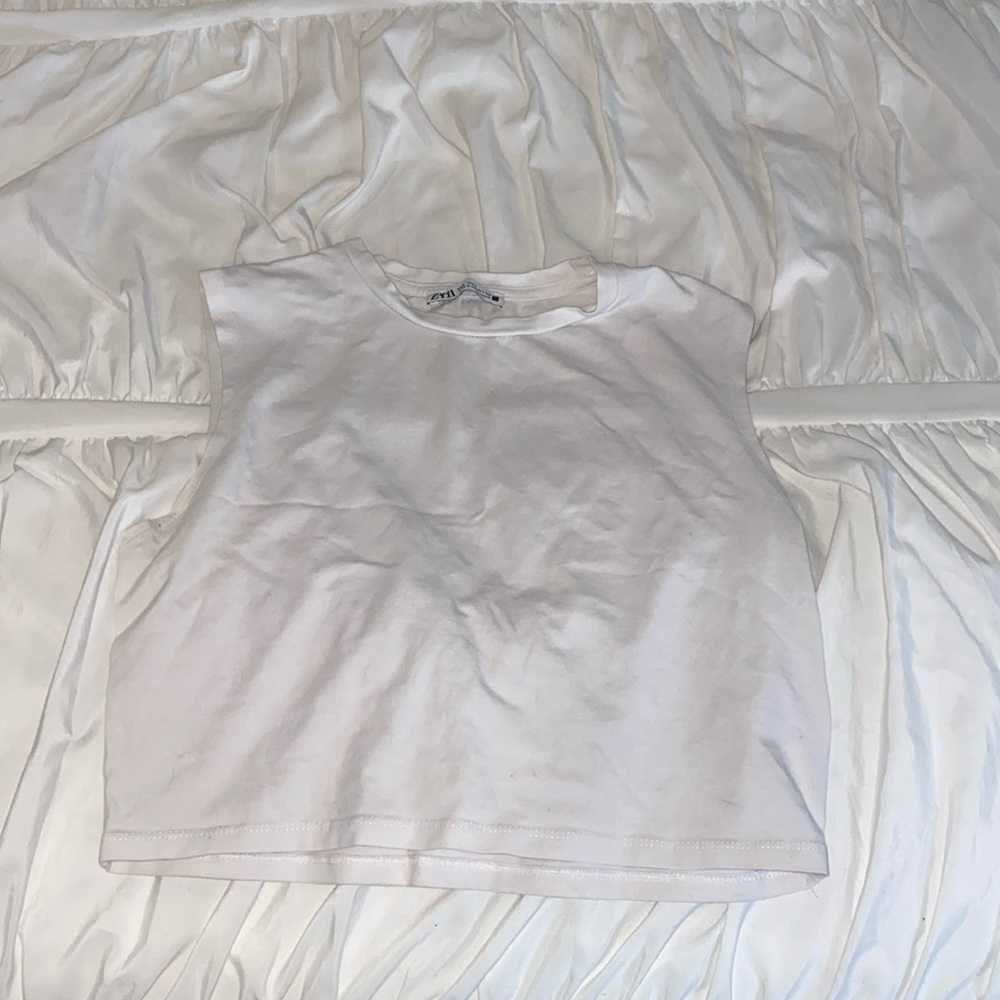 Zara white cropped tank top